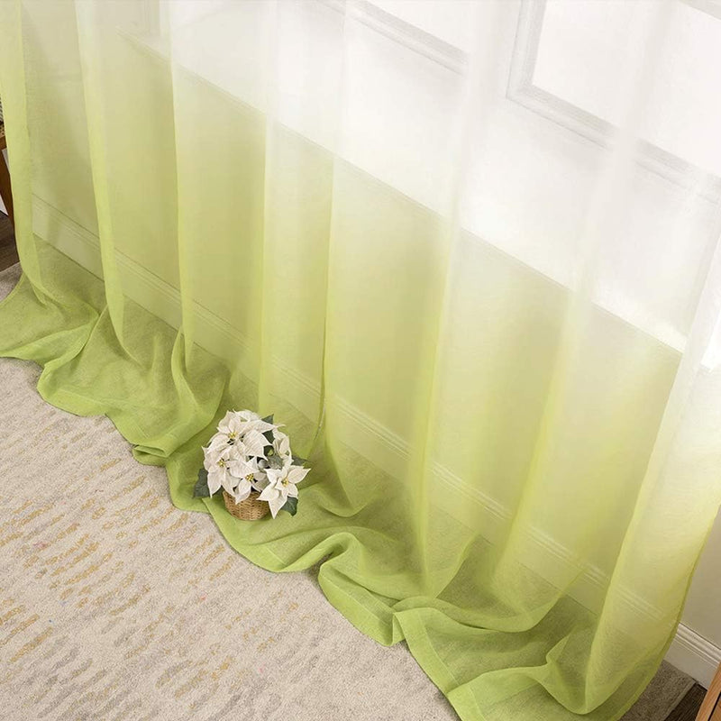 MIULEE Gardinen Transparent Vorhänge Farbverlauf Voile Sheer 2er Set Vorhang mit Ösen Dekoschal Fens