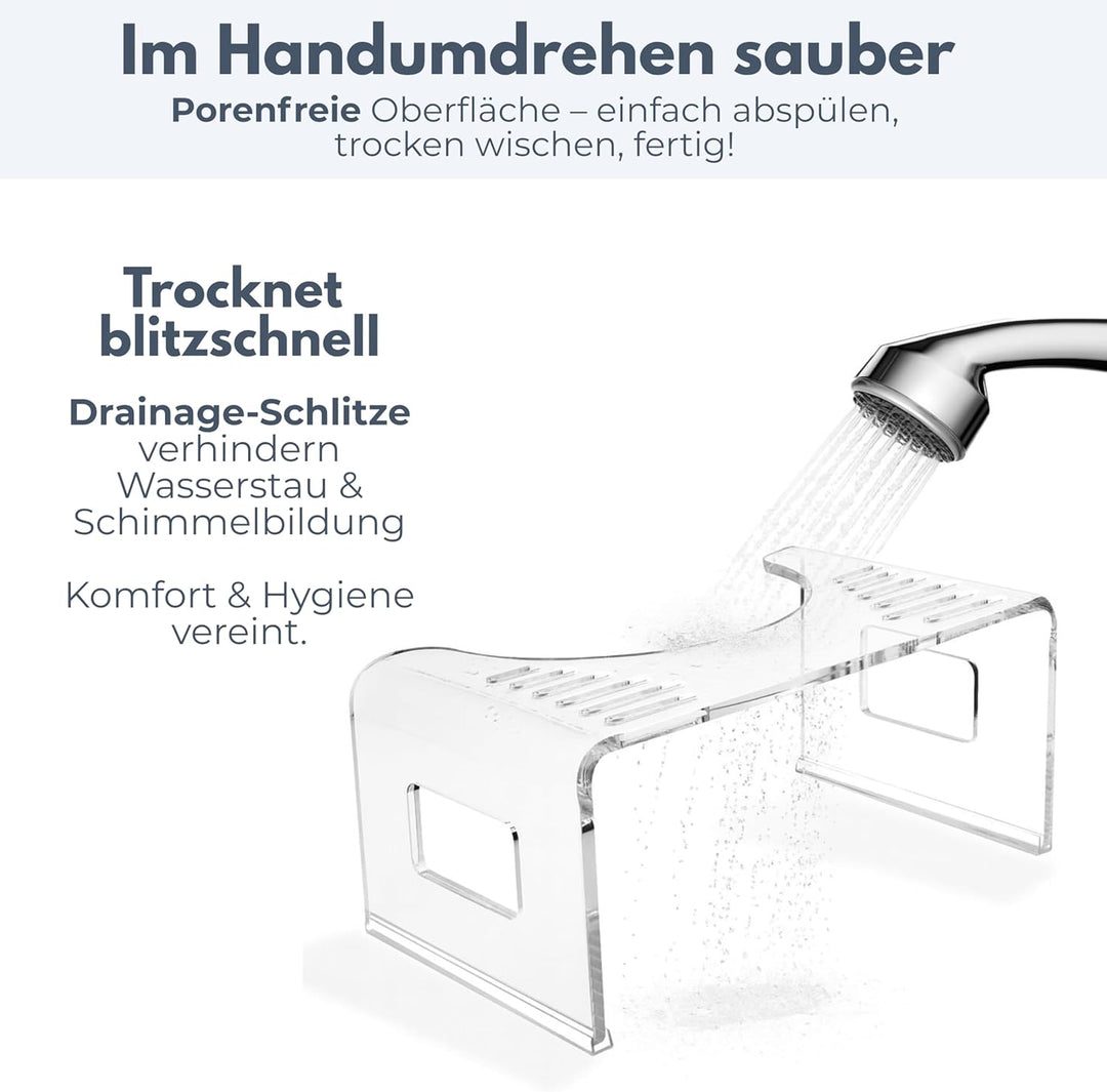 StarK Toilettenhocker Erwachsene aus Acryl – 18 cm hoher Badhocker | Ergonomische Hockposition für m