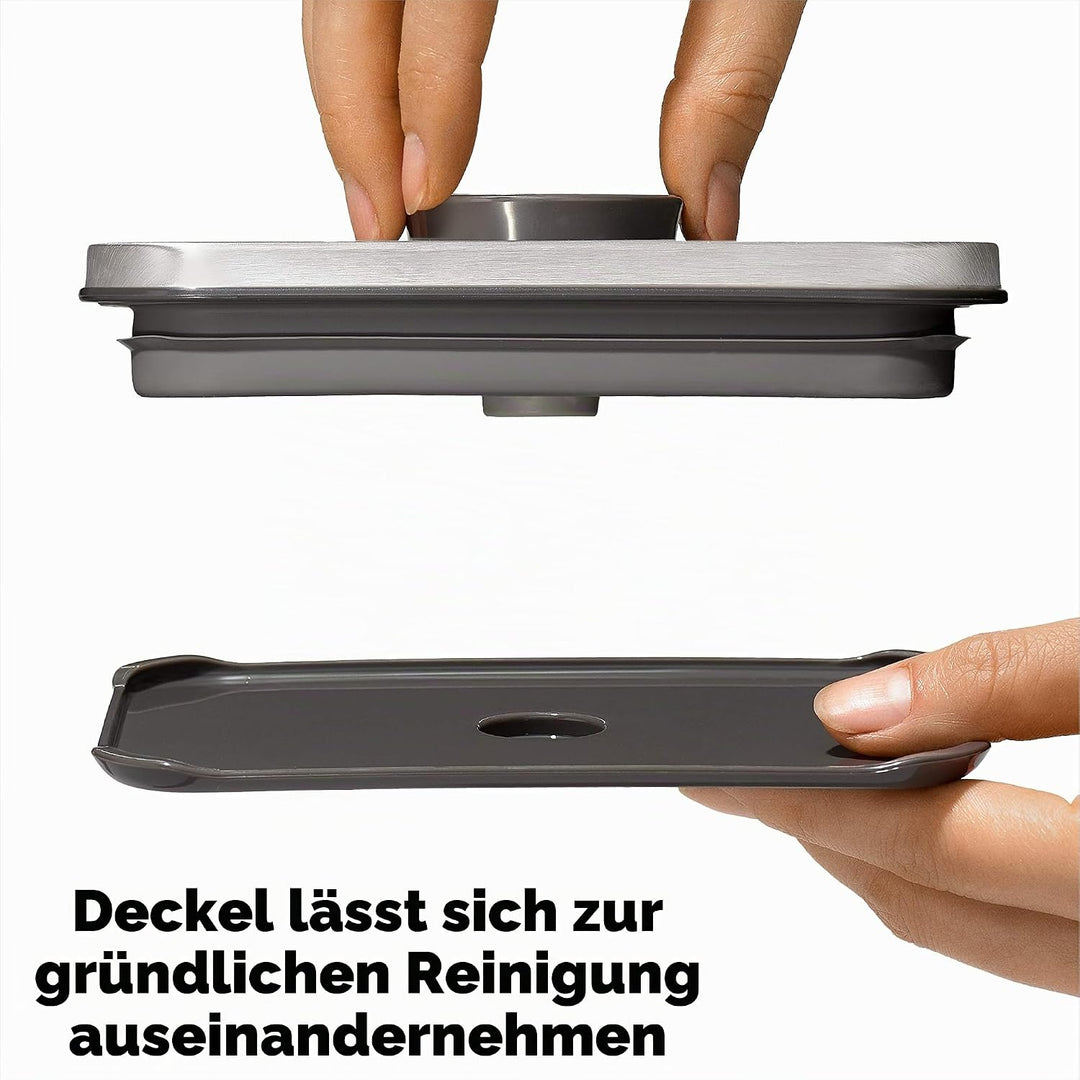 OXO SteeL POP-Behälter mittel (2,6 l) – rechteckige, stapelbare Vorratsdose mit Deckel für eine luft