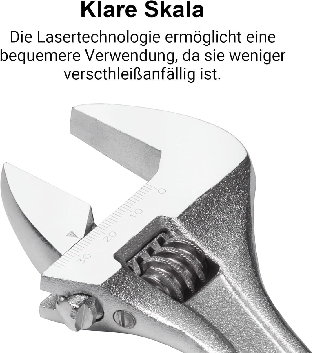 Jetech Verstellbarer Schraubenschlüssel 250 mm （10 Zoll – Profi-Rollgabelschlüssel mit breiter Backe