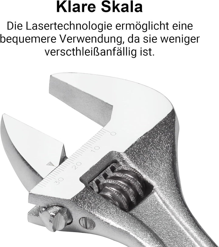 Jetech Verstellbarer Schraubenschlüssel 250 mm （10 Zoll – Profi-Rollgabelschlüssel mit breiter Backe