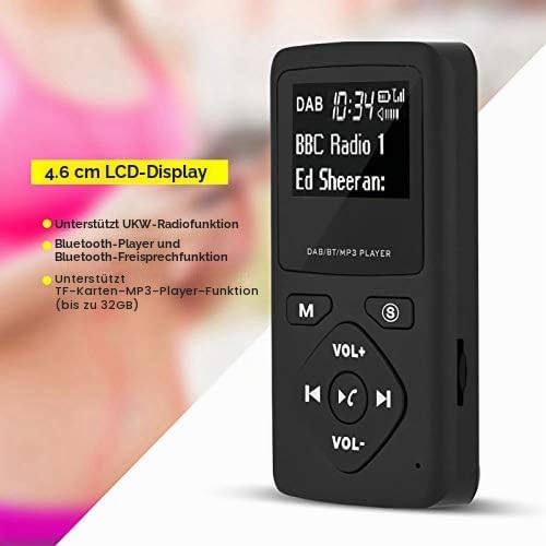 Tragbares DAB/DAB+ Radio, Bluetooth MP3 Player mit Kopfhörer, Unterstützung für TF Karte, Taschen Di