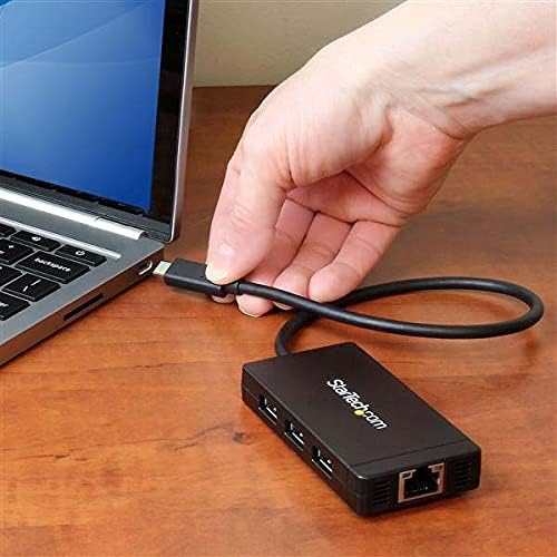 StarTech.com 3 Port USB 3.0 Hub mit USB-C und Gigabit Ethernet - inklusive Netzteil - USB C Hub - US