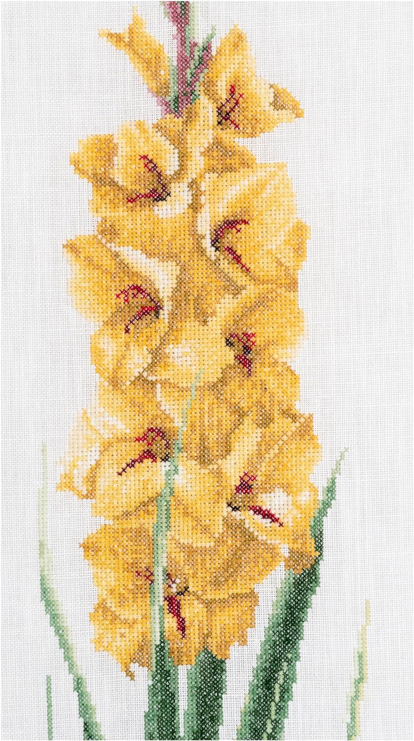 Thea Gouverneur - Kreuzstich-Set - Gladioli-Gelb - Aida - 18 Count - Für Erwachsene - 3072A 3072A Ai