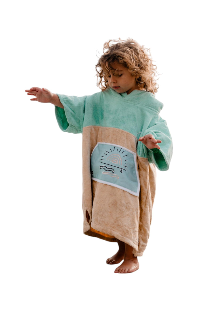 WAVE HAWAII Dropsi Surfponcho für Körpergrössen von 90-120 cm Poncho 100% ÖKO Baumwolle Umkleidehilf