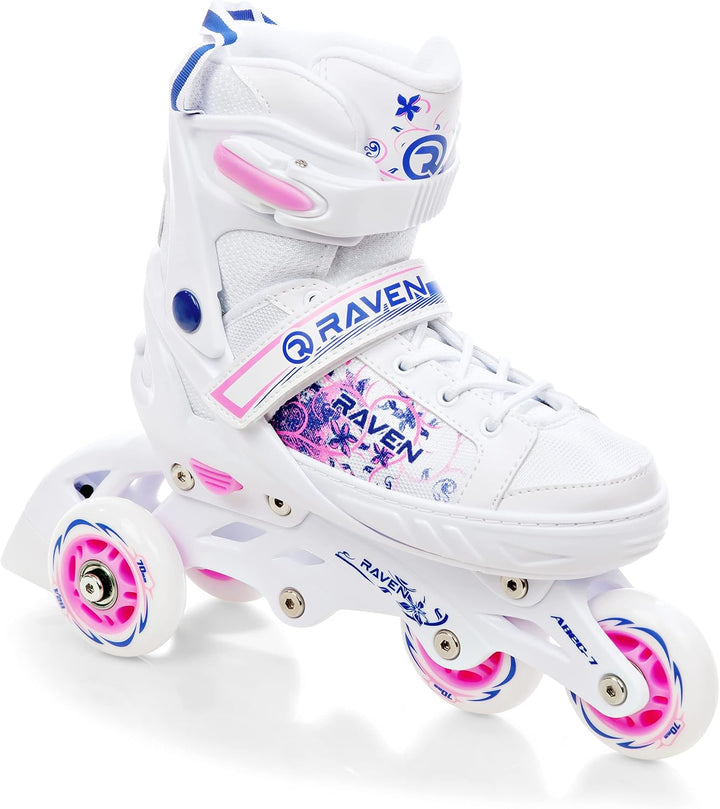3in1 Inline Skates Inliner/Triskates/Rollschuhe Raven Lia/Loret verstellbar mit LED Leuchtrad 28-32