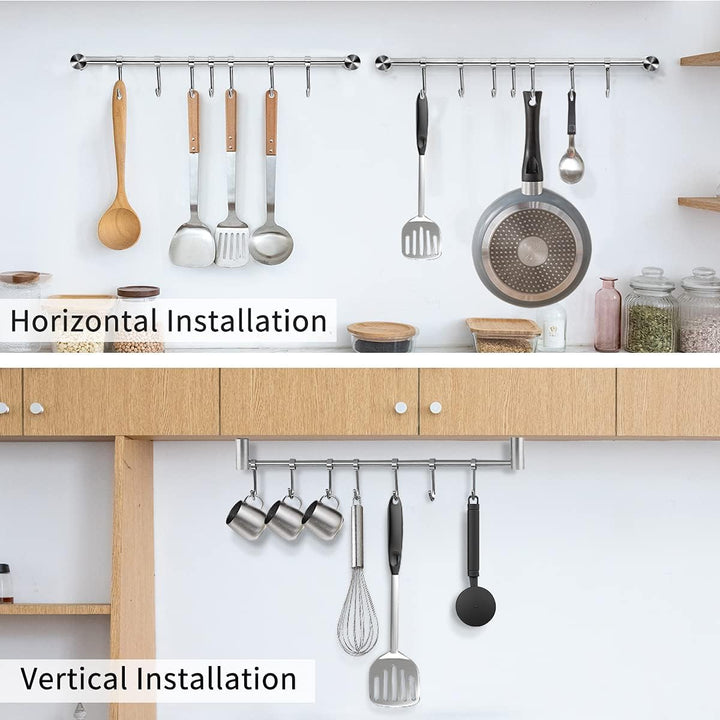 Geschirr hängende Rack mit 10 abnehmbaren Haken, Küche Schiene Pan Hanger Edelstahl Wand montierte M