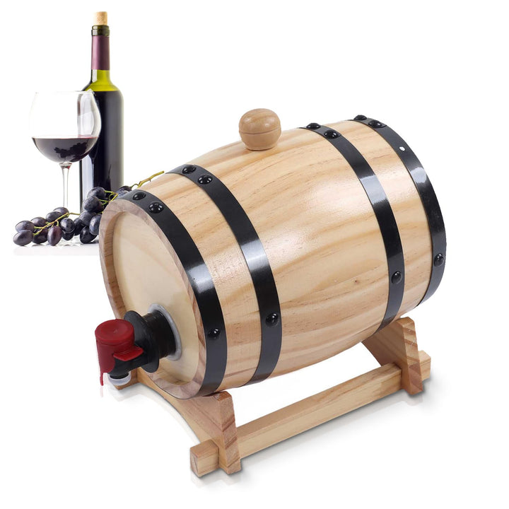 Tissting Weinfass, 5L Whiskyfass Aus Holz mit Bock und Zapfhahn, Vintage Holzfass Braufass Spirituos