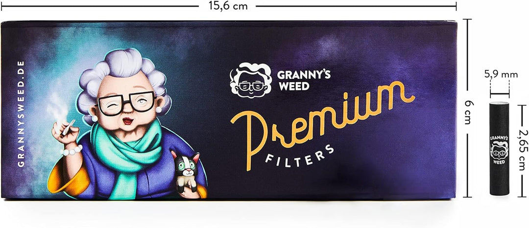 Granny's® Exclusive Slim Aktivkohlefilter | Ø 5.9 mm Filtertips | Aus veganer Kokosaktivkohle | 100
