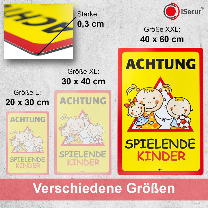 XXL Warnschild I Achtung Spielende-Kinder I Aluverbund-Schild I 40 x 60 cm gross I 3 mm Stark I Wett
