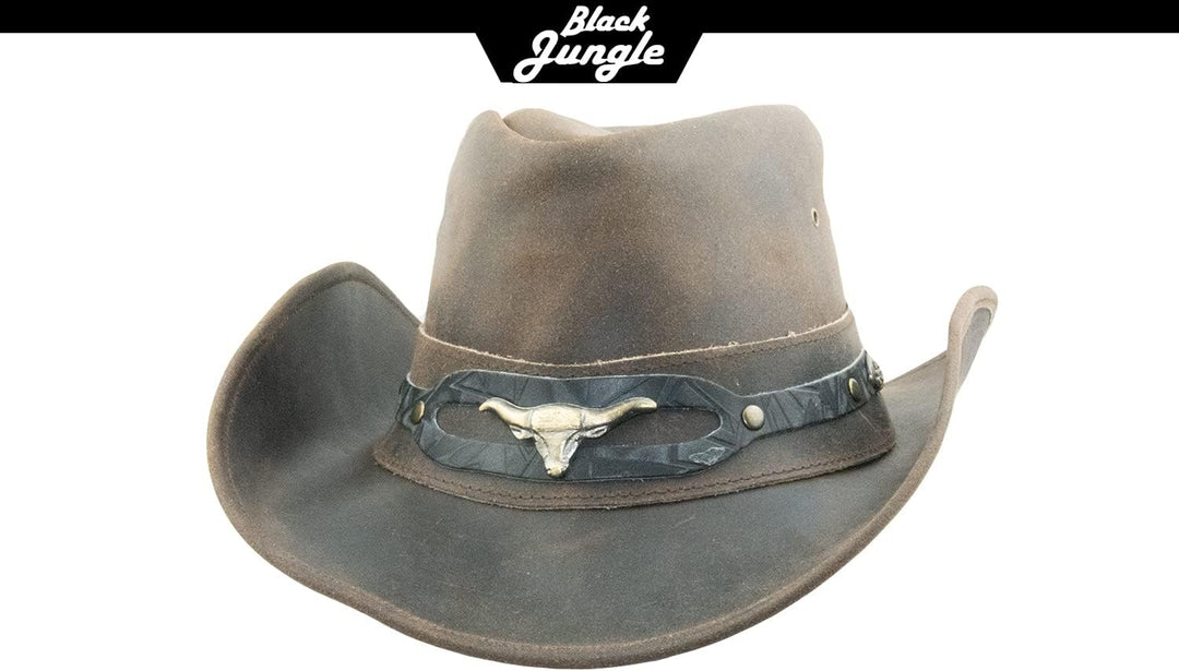 Black Jungle Ontario Outdoor Western Lederhut Australien Cowboy Lederhüte Reiterhut Unisex, Braun