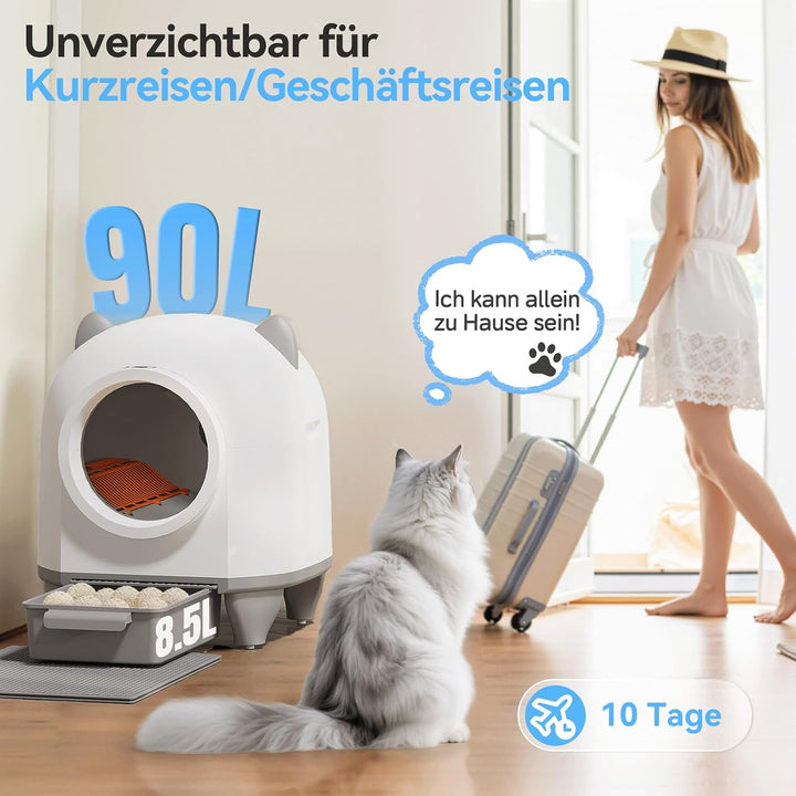 Devoko Selbstreinigendes Katzenklo, 90 l, Elektrisch, mit Müllbeuteln und Matte, Grosse Kapazität, S