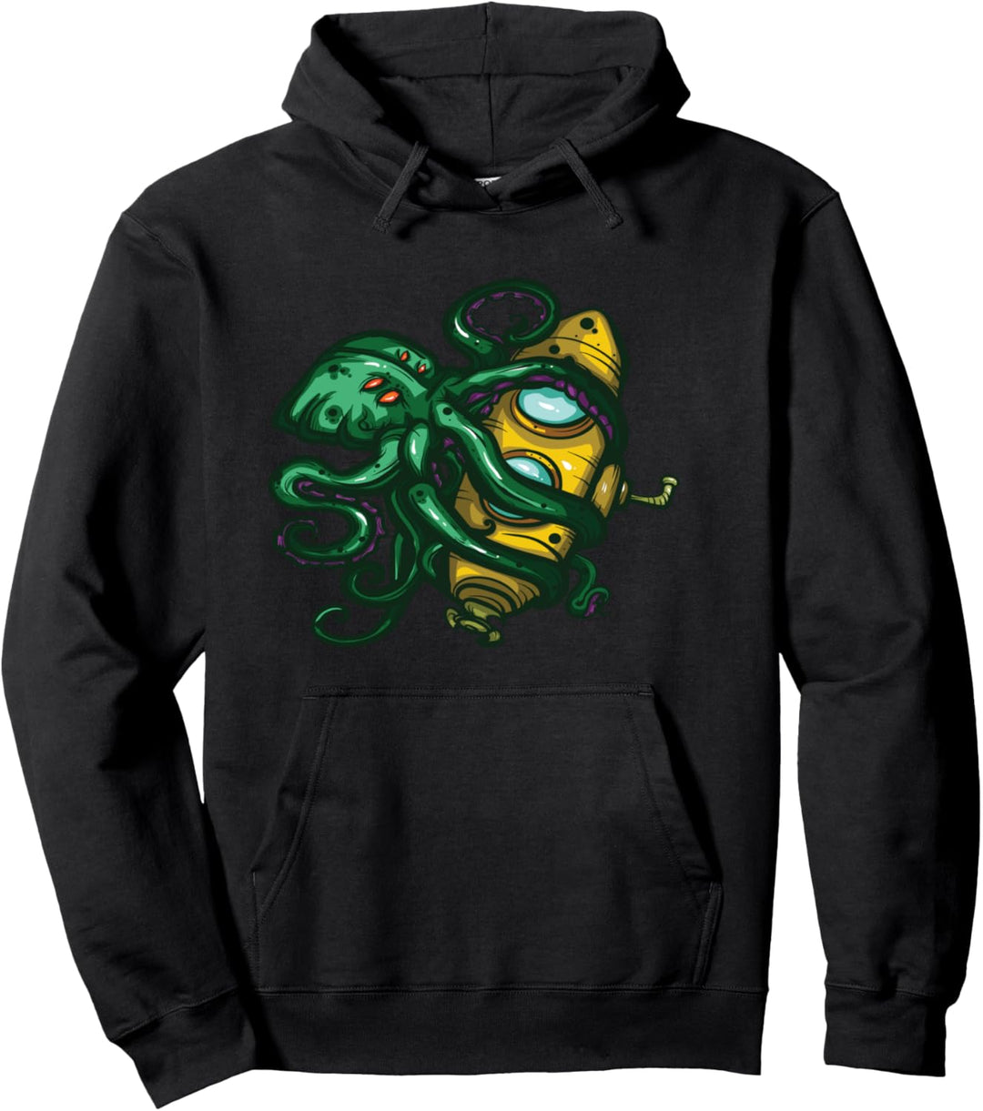 Kraken And Submarine Squid Gift Sea Ocean Octopus Pullover Hoodie
