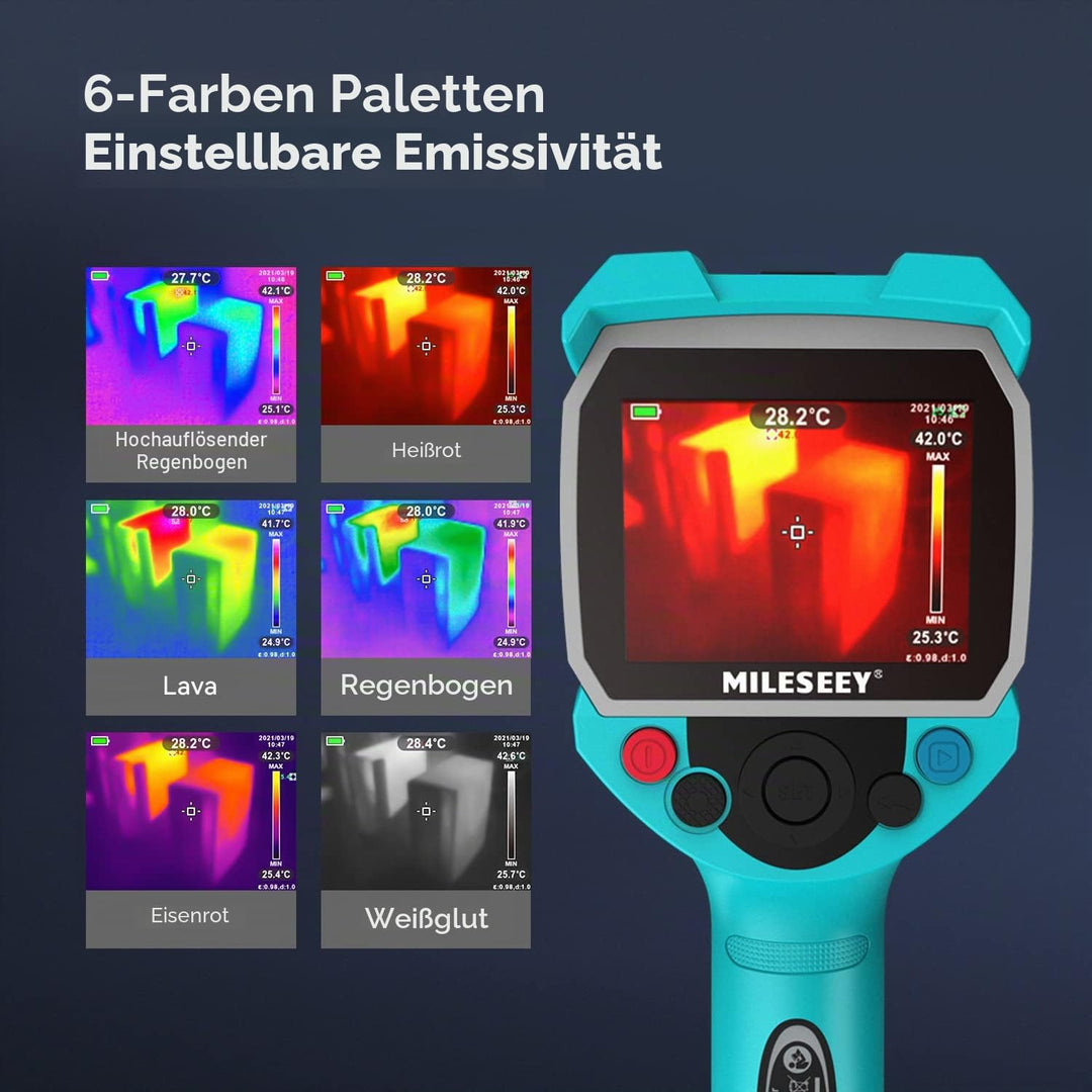 Infrarot Wärmebildkamera,MiLESEEY Handheld Thermokamera 3,5 Zoll LCD-Anzeige,Wiederaufladbar,6 Palet