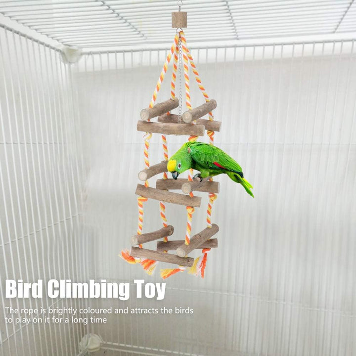 Vogelspielzeug, Papageien stehend Kletterstangen Holzleiter Baumwollseil Living Tower Hängematte Hän