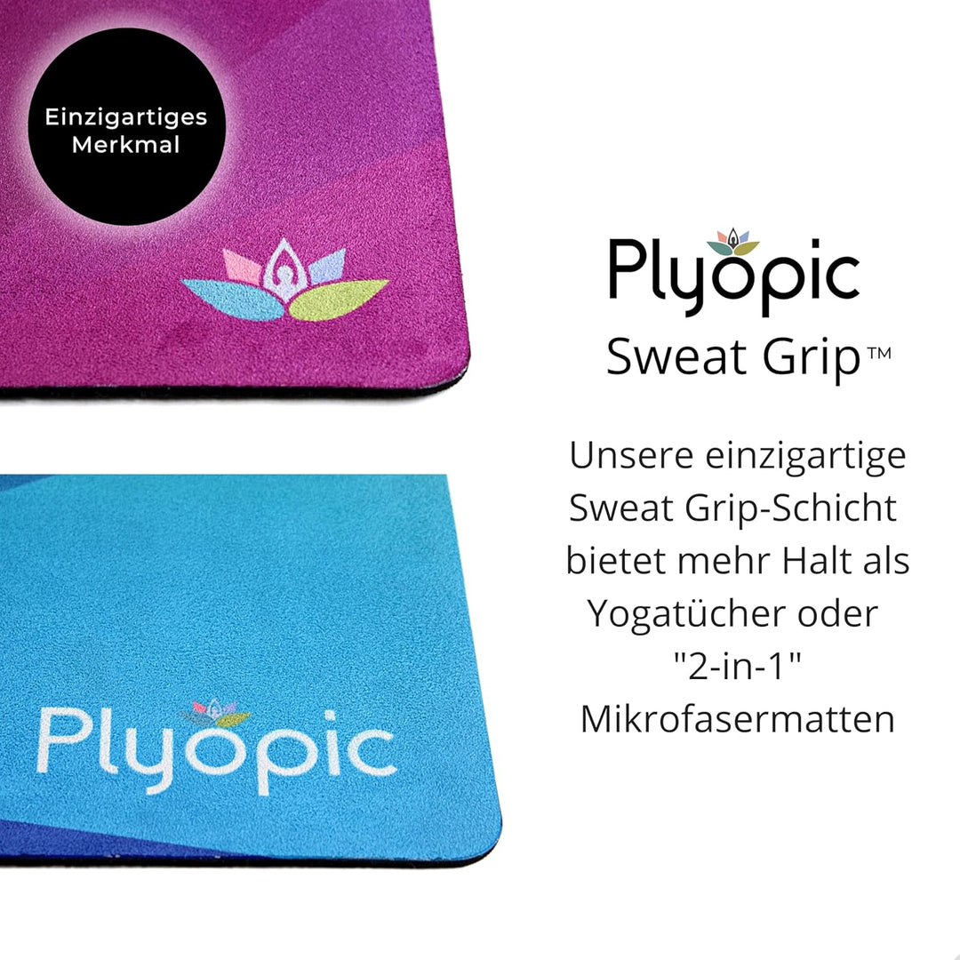 Plyopic All-In-One Yoga-Matte – Rutschfest auch bei Schweiss | Premium Matte mit Sweat-Grip Oberfläc