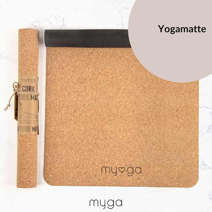 Myga Kork-Yoga-Starter-Set – Kork-Yoga-Matte, 2 Kork-Yoga-Blöcke und Yogagurt – Starter-Set mit Matt
