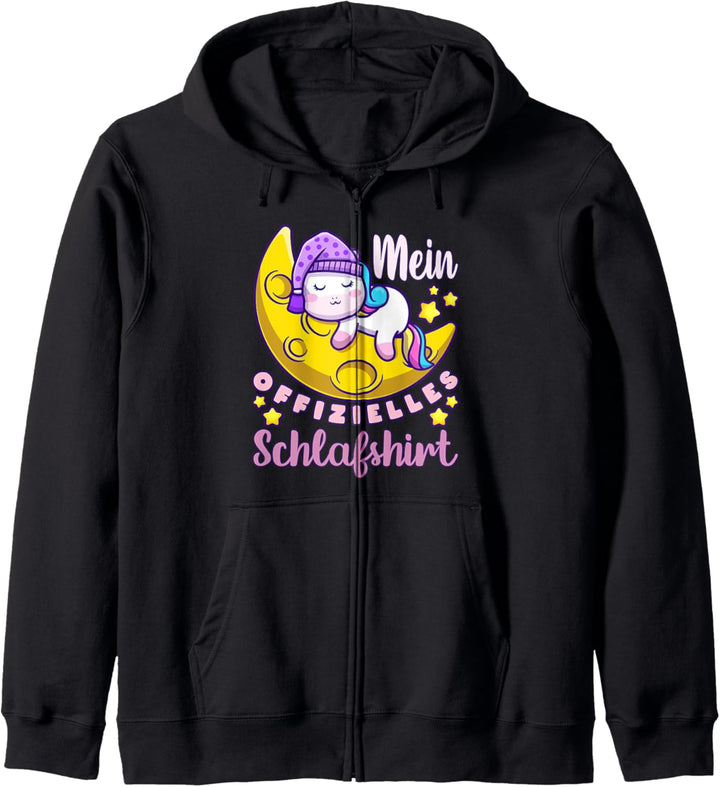 Mein Offizielles Schlafshirt Einhorn, Pyjama Shirt Kapuzenjacke