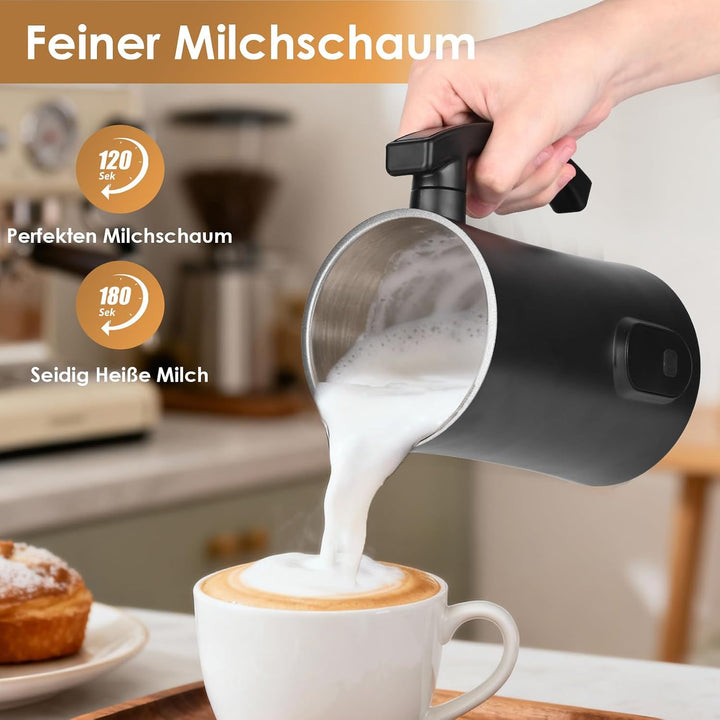 Dreamhigh® 400W Milchaufschäumer Elektrisch, 350ml Milchaufschäumer Edelstahl, Leicht zu reinigen, 4