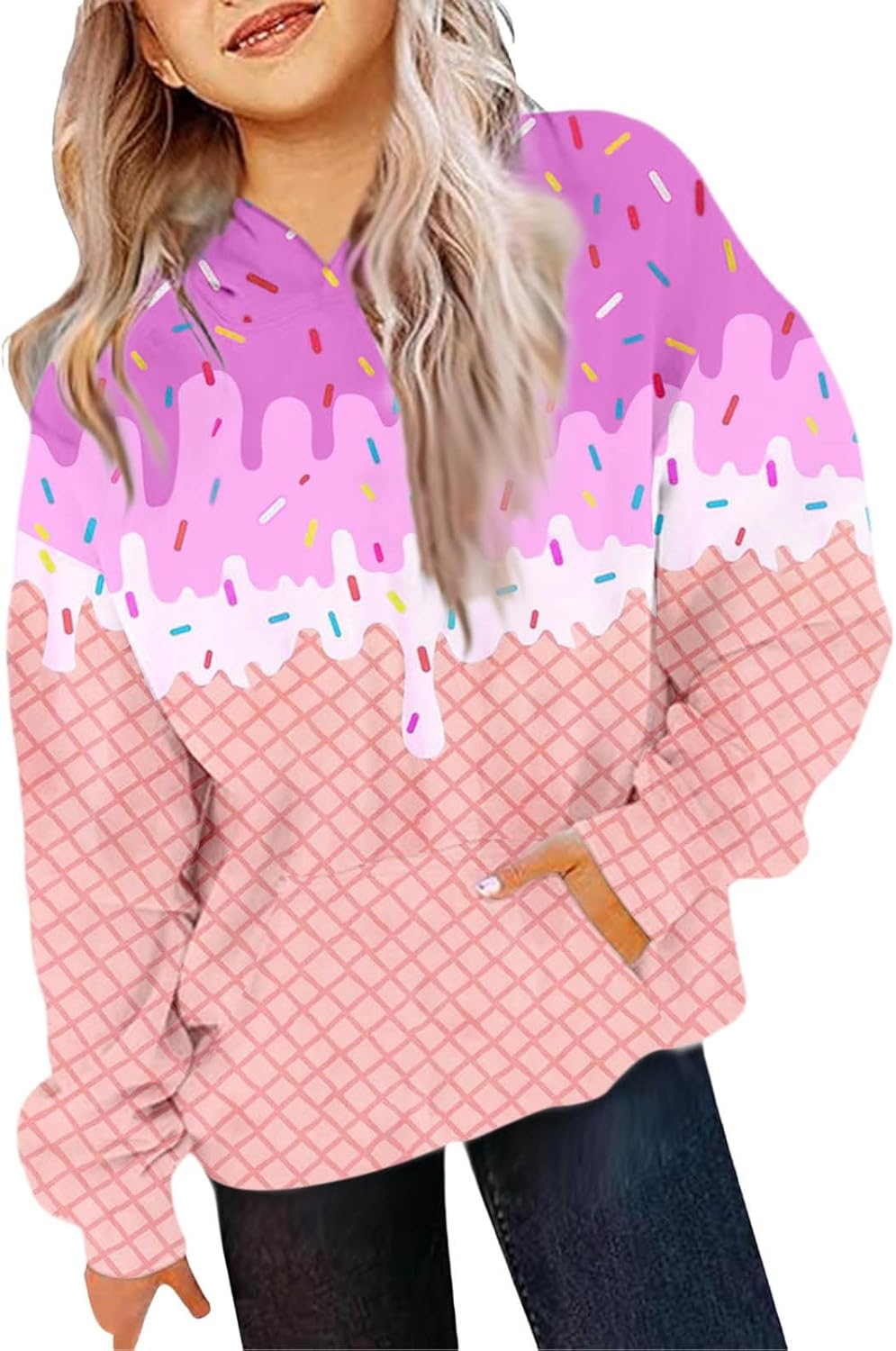 Generisch Pullis Damen Teenager Süsse Hoodies für Teenager-Mädchen, Trendige, adrette Kapuzenpullove