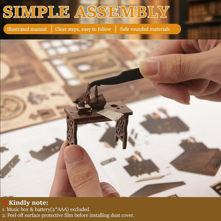 Book Nook Kit für Erwachsene: LUMYCE Holzpuzzle DIY Miniatur Haus 3D Puppenhaus - Buchstütze für Büc