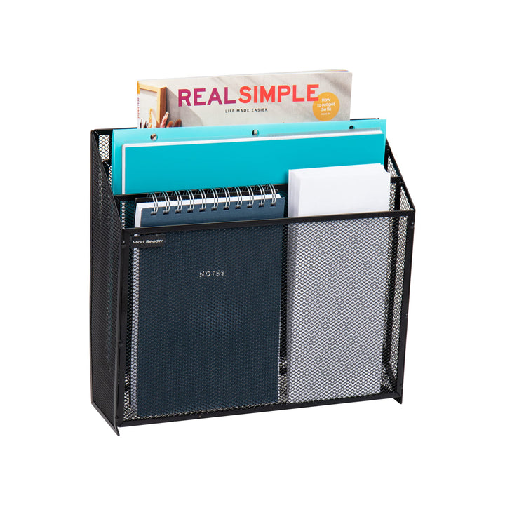 Mind Reader Vertical File Storage, Desktop Organizer, Wall Mount, Office, Metal Mesh, 12.5" L x 3.75