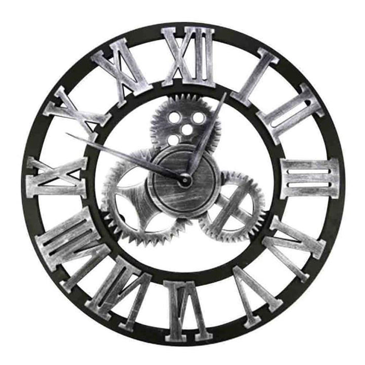 Grosse Wanduhr im Vintage-Stil,schwarz Wanduhr rund, Metall Geräuschlos Nicht tickend batteriebetrie