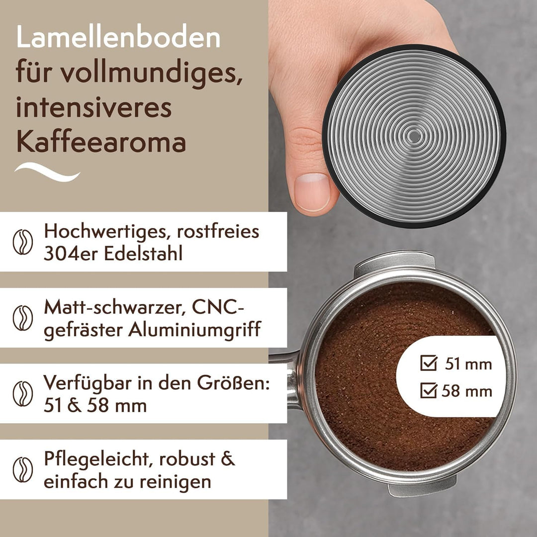 2-in-1 Espresso Tamper 58 mm mit WDT Tool – Kalibrierter 30-lb Tamper & 12-Nadel Espresso-Nadelverte