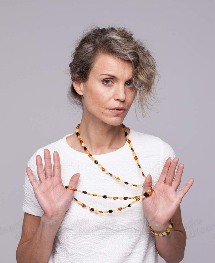 Baltische Bernsteinkette Damen – 100% Baltischer Bernstein - Bernsteinschmuck - Bernstein Perlen ech