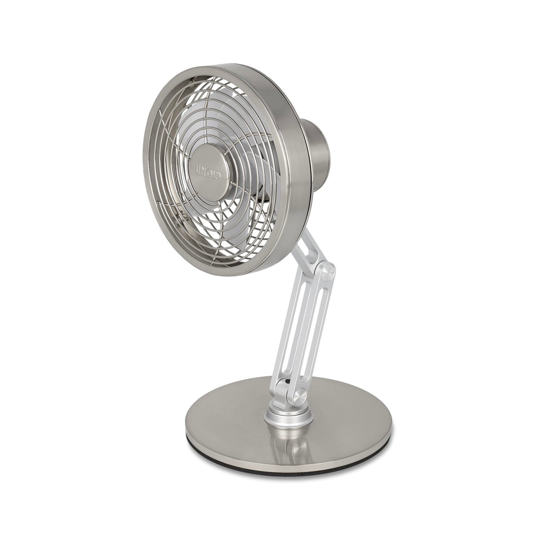 Unold STEEL FLEX Akku Ventilator 86705 | leise & kabellos – Tischventilator aus Edelstahl, 12h Laufz