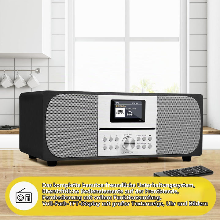 Stereo Digitalradio CD-Player | HiFi-System | DAB+, USB MP3, Bluetooth5.3, UKW | Leistungsstarkes St