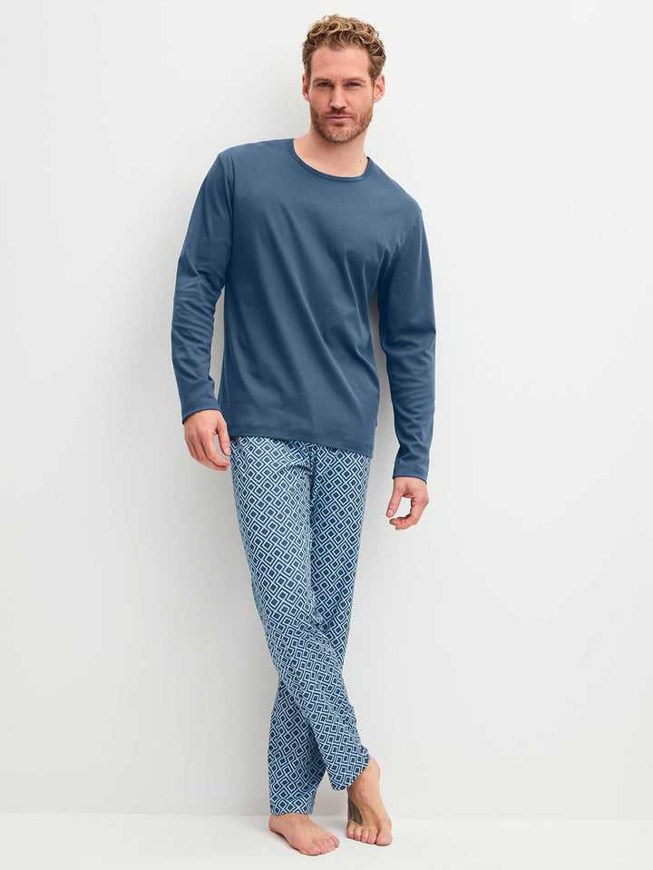 CALIDA Relax Streamline Pyjama, lang Herren, aus 100% Baumwolle 46-48 Atlantic Blue, 46-48 Atlantic