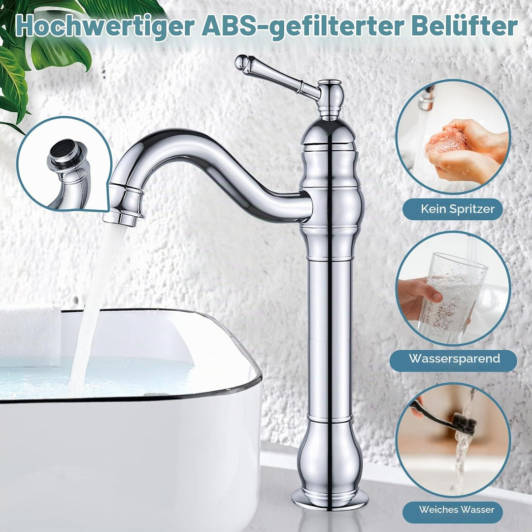 Namuoto Wasserhahn Bad Hoch 360° Drehbar Hoch Waschtischarmatur, Einzelgriff WasserhäHne Bad Waschti