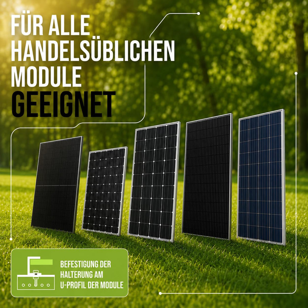 Drei Eichen - 4x Balkonkraftwerk Halterung.118cm stabiles 3mm Aluminiumprofil mit hochwertigen Edels