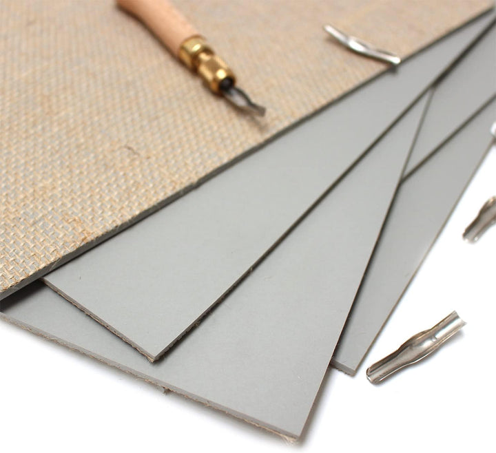 Artway Traditionelles Lino-Blatt – A2 – 3 Stück, grau, A2