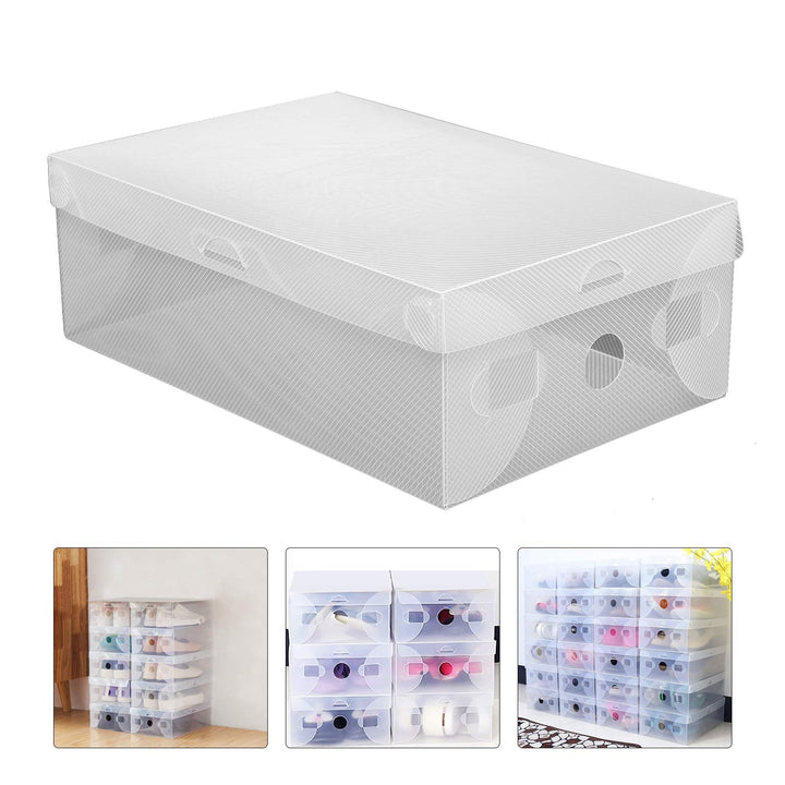 20 Stück Transparent Schuhbox Organizer Stapelbar Schuhaufbewahrung Klappbar Schuhboxen Kunststoff S
