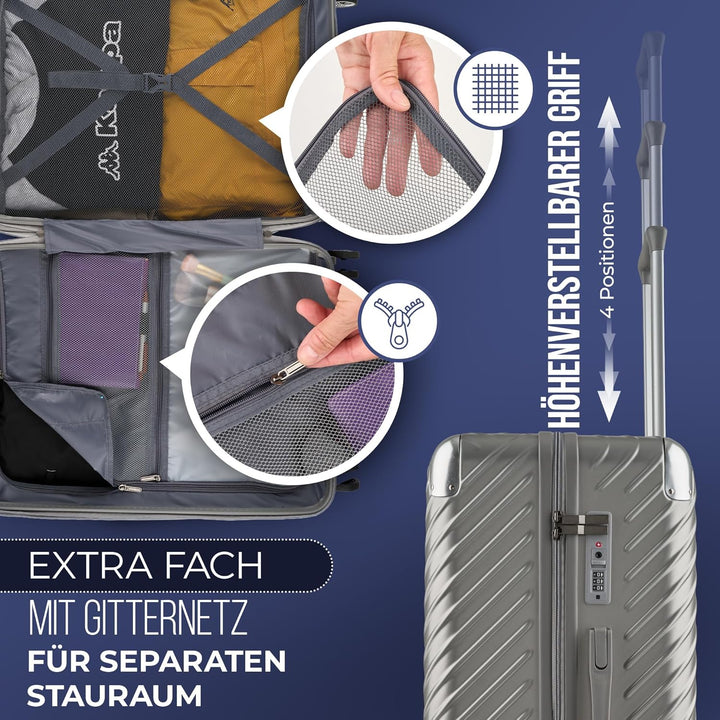 80L (64x44x28) Reisekoffer mit Rollen - Extrem Stabiler Trolley Koffer mit Laptoptaschen-Befestigung