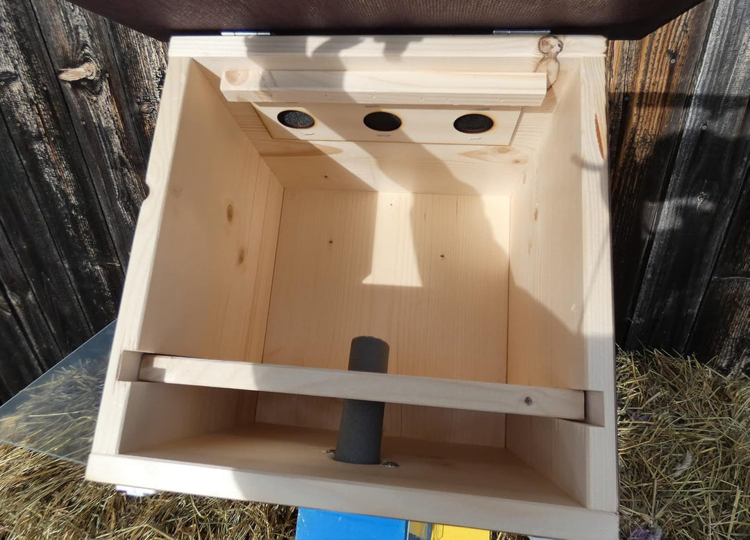 Premium Hummelkasten mit Wachsmottensperre, 2X Sichtfenster und Nistmaterial Wetterfest Bienenhaus H