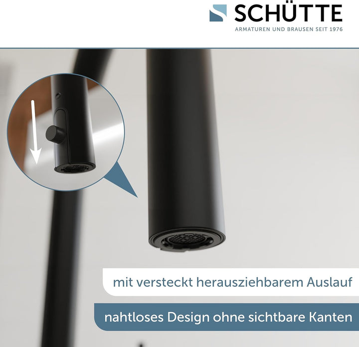 SCHÜTTE 79566 Blackpool Küchenarmatur mit ausziehbarer Geschirrbrause, 360 Grad Wasserhahn für die K