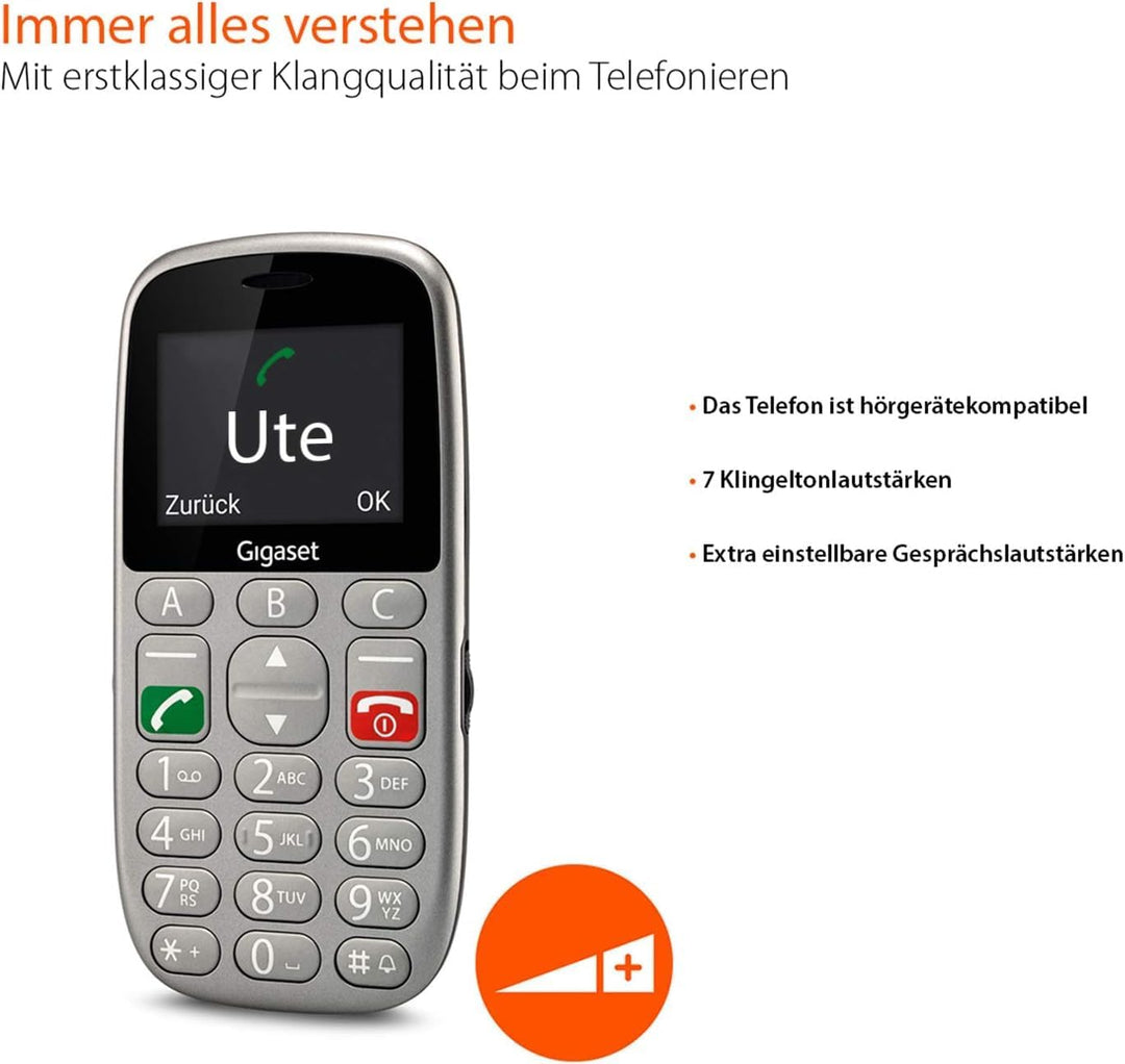 Gigaset GL390 GSM - Senioren Handy mit SOS-Notruf-Taste - grossem 2,2 Zoll Farbdisplay - einfache Be