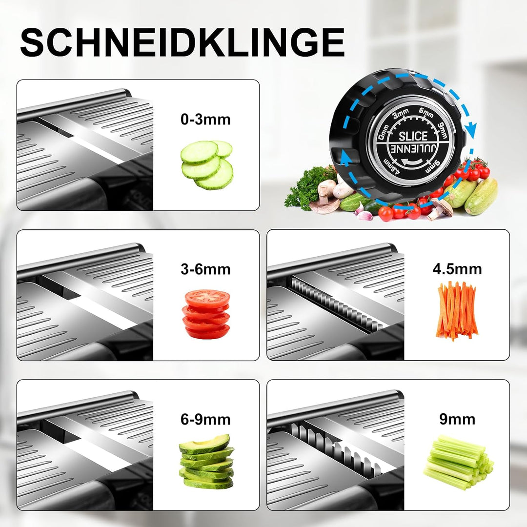 Masthome Gemüsehobel Mandoline, Multifunktion Gemüseschneider Edelstahl mit Schnittfesten Handschuhe