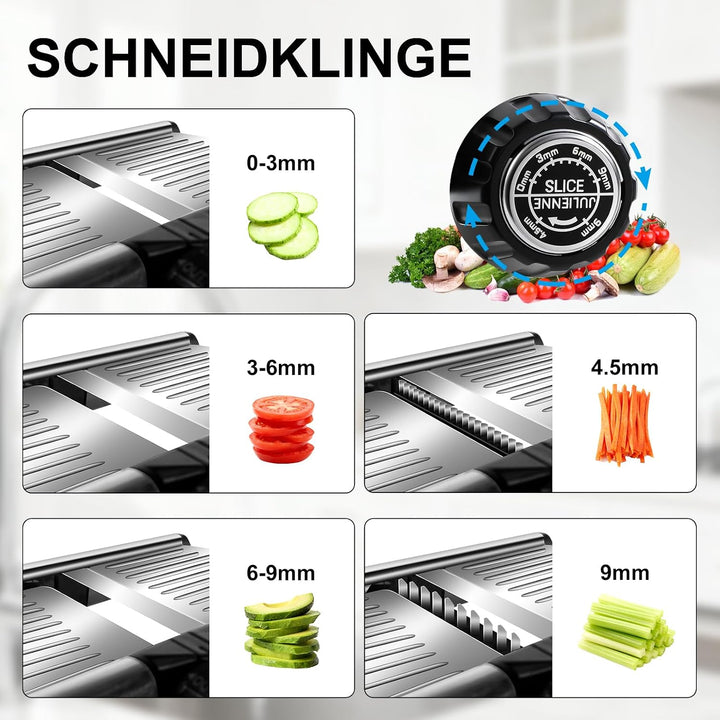Masthome Gemüsehobel Mandoline, Multifunktion Gemüseschneider Edelstahl mit Schnittfesten Handschuhe