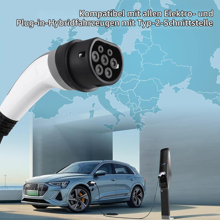 Ladekabel Typ 2 11kW 16A für Hybrid &amp; Elektroauto | 3 phasig | 3 Meter Typ 2 Ladekabel, Ladekabel El