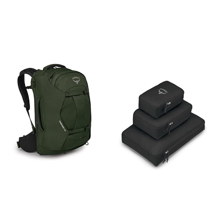 Osprey Herren Farpoint 40 Rucksack (1er Pack) Gopher Green Einheitsgrösse Bundle mit Packing Cube Se