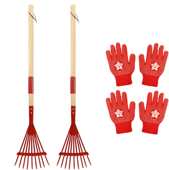 Kinder Gartenrechen – 2 Packs Kinderrechen, Kleine Harke, Garten Laubrechen Sets mit abnehmbarem Hol