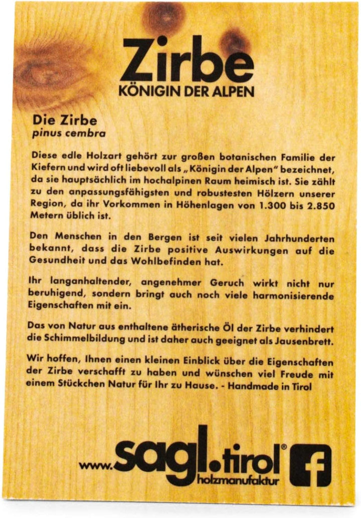 sagl.tirol holzmanufaktur Zirbenherz mit Lebensbaum und Spruch Familie. (20 cm), 20 cm