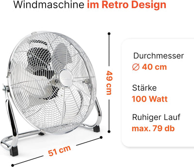 ProfiCare® Windmaschine mit 40 cm Ø | Ventilator verstellbarer Winkel | Bodenventilator 3 Stufen | V