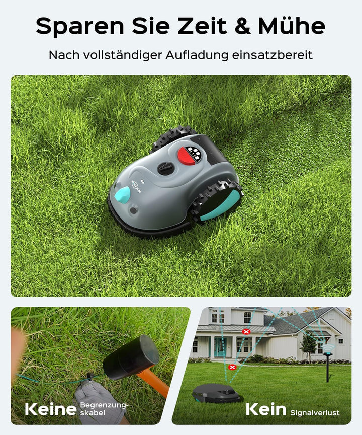 YARDCARE V100 Mähroboter ohne Begrenzungskabel, mit Vision Navigation, 150 Hinderniserkennung, Rasen