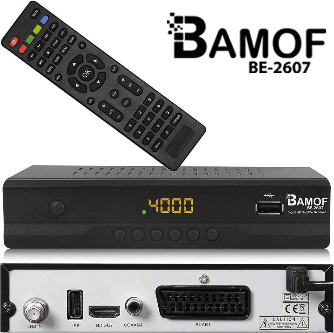 Bamof BE-2607 Digital Satelliten Sat Receiver - (HDTV, DVB-S/S2, HDMI, SCART, 2X USB 2.0, Full HD 10