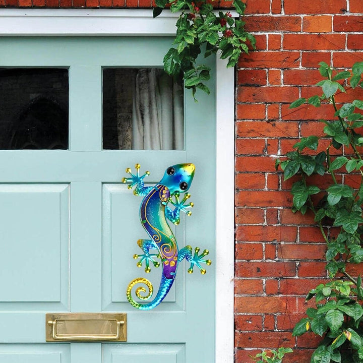 Dexlyn Metall Gecko Gartendeko Outdoor Salamander Lizard Wanddekoration Eidechse Skulptur Hängende 2